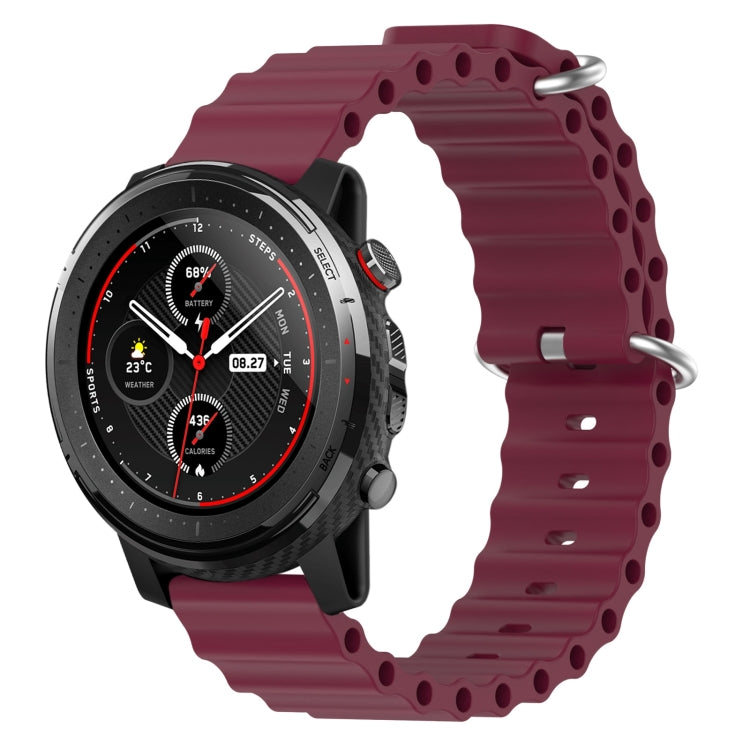 For Amazfit 3 22mm Ocean Style Silicone Solid Color Watch Band