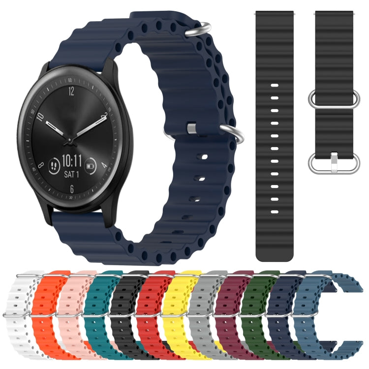 For Garmin Vivomove Sport 20mm Ocean Style Silicone Solid Color Watch Band