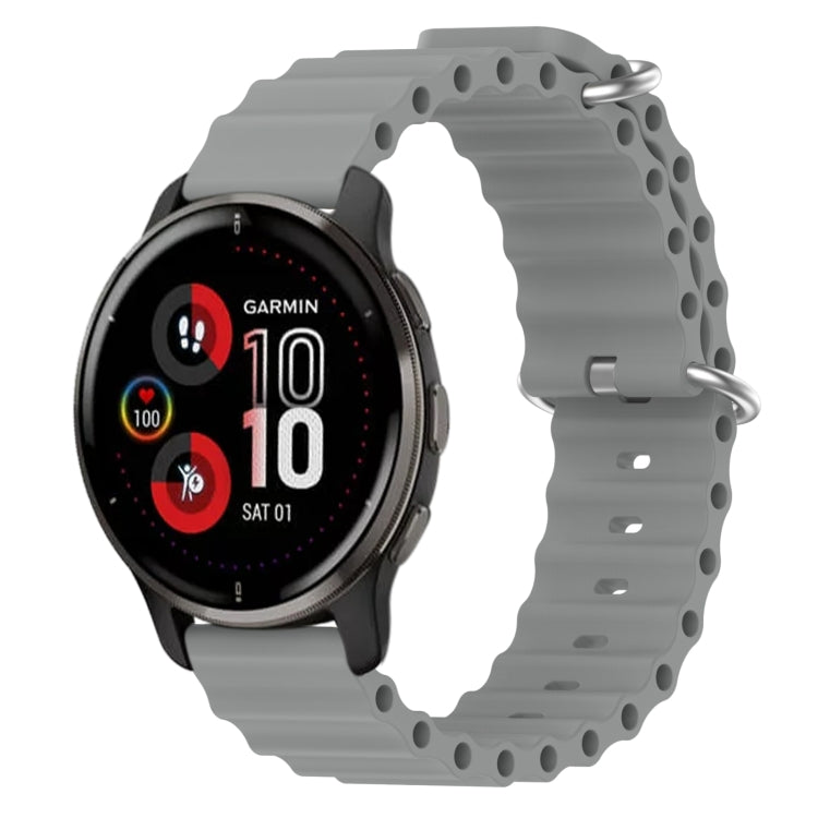 For Garmin Venu 2 Plus 20mm Ocean Style Silicone Solid Color Watch Band
