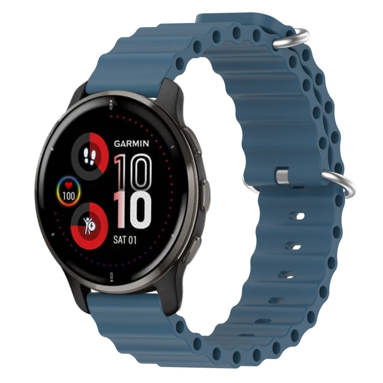 For Garmin Venu 2 Plus 20mm Ocean Style Silicone Solid Color Watch Band