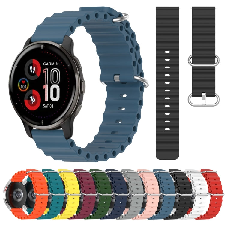For Garmin Venu 2 Plus 20mm Ocean Style Silicone Solid Color Watch Band