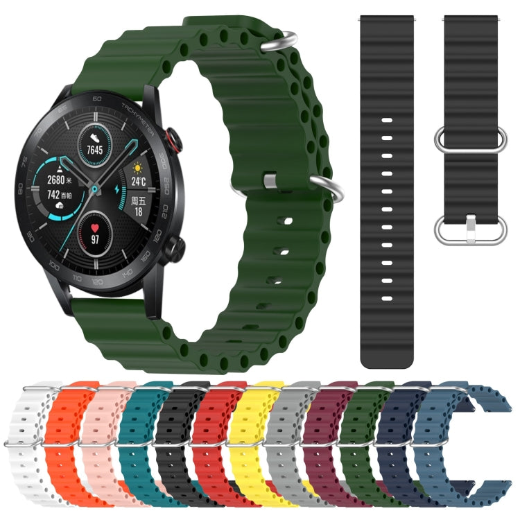 For Honor MagicWatch2 42mm 20mm Ocean Style Silicone Solid Color Watch Band