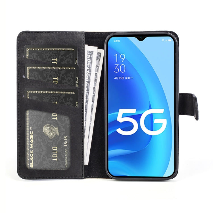 For OPPO A55S 5G Stitching Horizontal Flip Leather Phone Case