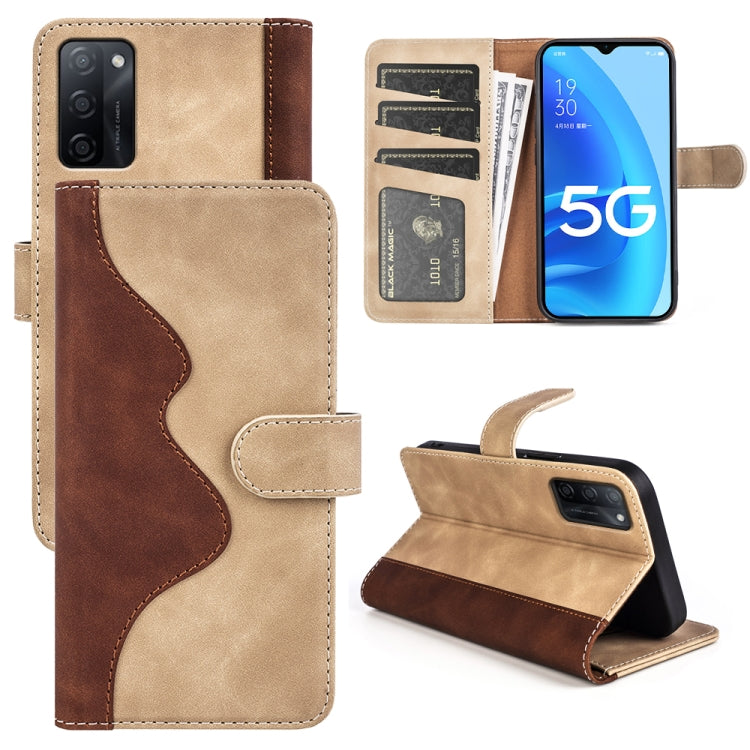 For OPPO A55S 5G Stitching Horizontal Flip Leather Phone Case