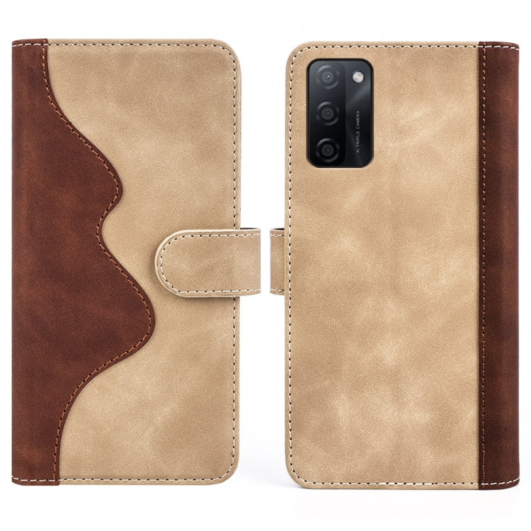 For OPPO A55S 5G Stitching Horizontal Flip Leather Phone Case