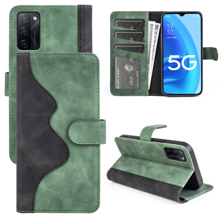For OPPO A55S 5G Stitching Horizontal Flip Leather Phone Case