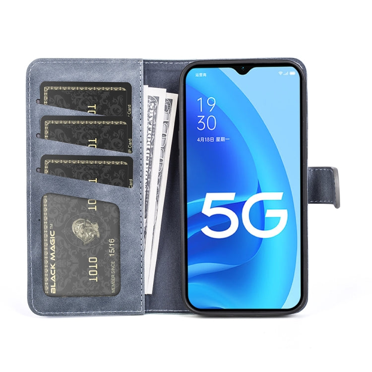 For OPPO A55S 5G Stitching Horizontal Flip Leather Phone Case