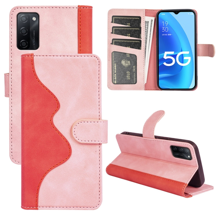 For OPPO A55S 5G Stitching Horizontal Flip Leather Phone Case