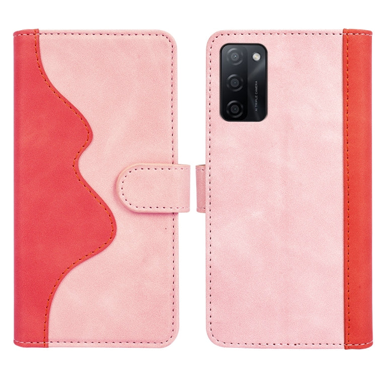 For OPPO A55S 5G Stitching Horizontal Flip Leather Phone Case