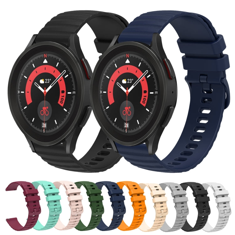 For Samsung Galaxy Watch5 / 5 Pro 20mm Wavy Dotted Solid-Color Silicone Watch Band