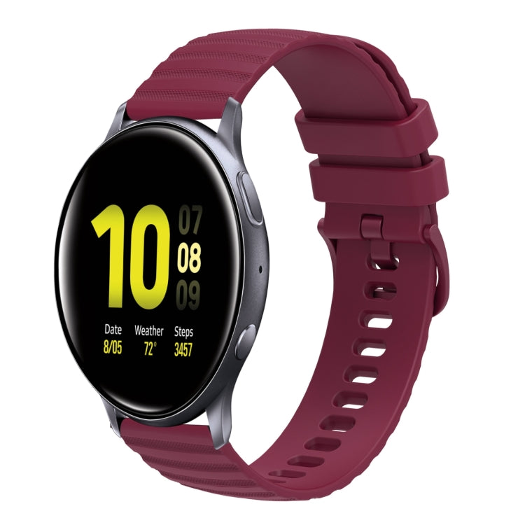 For Samsung Galaxy Watch Active2 40mm/44mm 20mm Wavy Dotted Solid-Color Silicone Watch Band