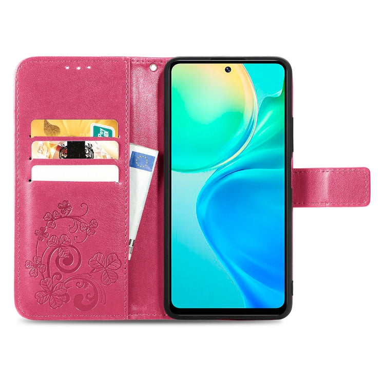 For vivo Y77 (China) Four-leaf Clasp Embossed Buckle Leather Phone Case