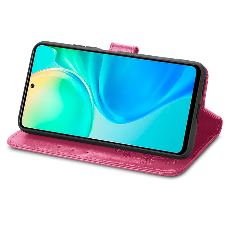 For vivo Y77 (China) Four-leaf Clasp Embossed Buckle Leather Phone Case