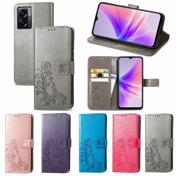 For vivo Y77 (China) Four-leaf Clasp Embossed Buckle Leather Phone Case