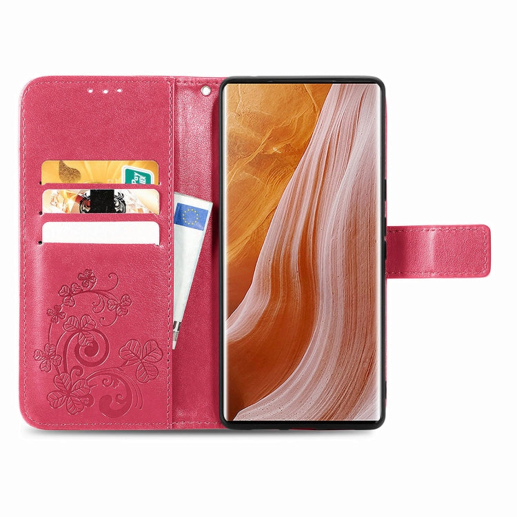 For ZTE Axon 40 Ultra Four-leaf Clasp Embossed Buckle Leather Phone Case