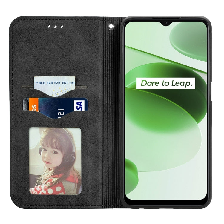 For Realme C35 Retro Skin Feel Magnetic Leather Phone Case