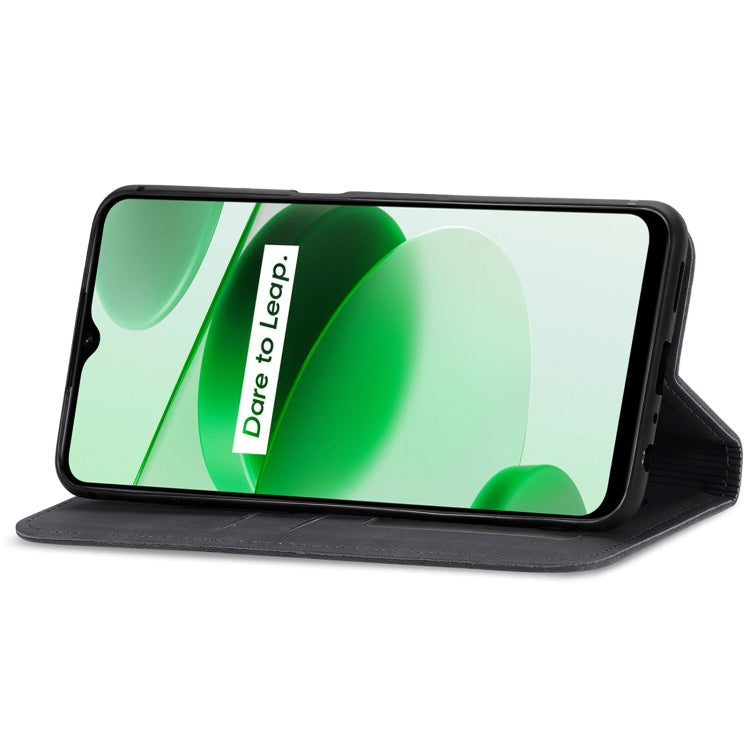 For Realme C35 Retro Skin Feel Magnetic Leather Phone Case