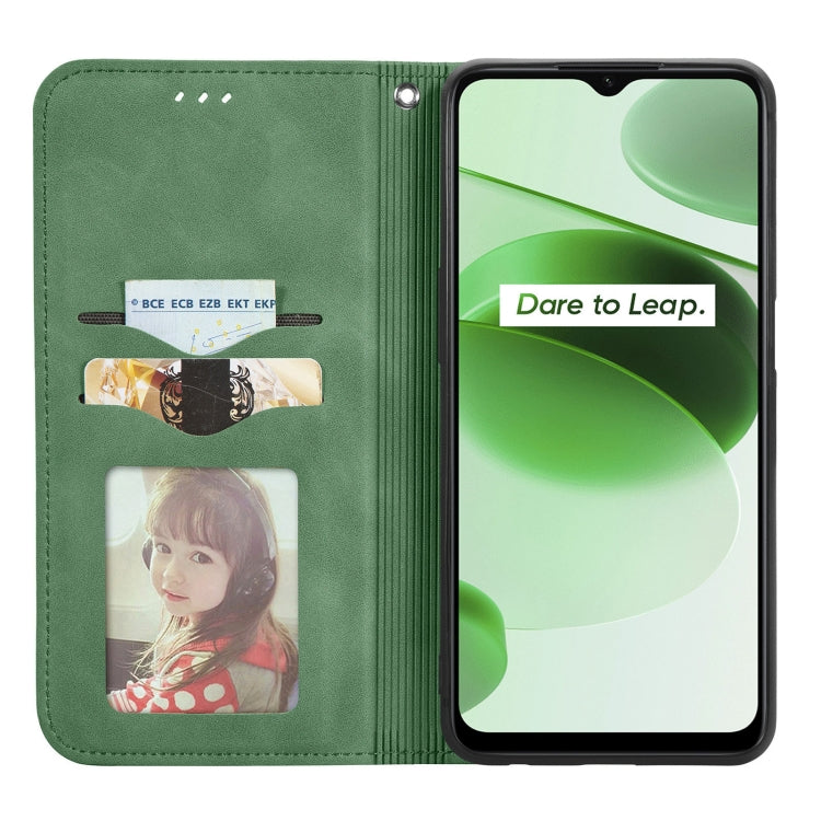 For Realme C35 Retro Skin Feel Magnetic Leather Phone Case