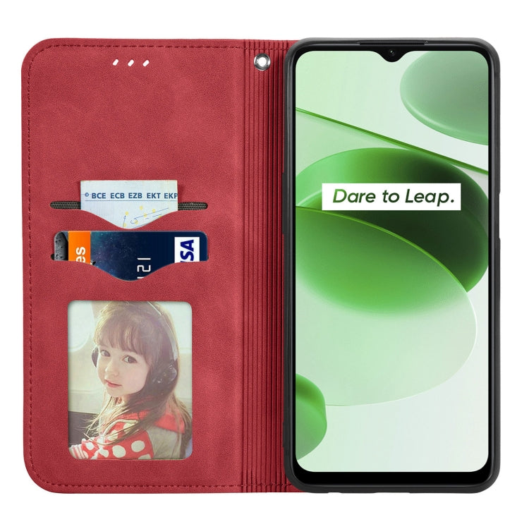 For Realme C35 Retro Skin Feel Magnetic Leather Phone Case