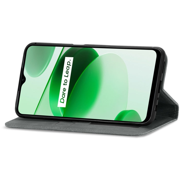 For Realme C35 Retro Skin Feel Magnetic Leather Phone Case