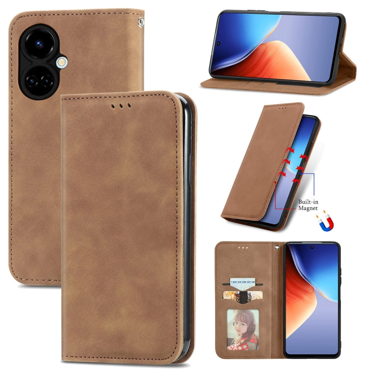 For Tecno Camon 19 Retro Skin Feel Magnetic Leather Phone Case