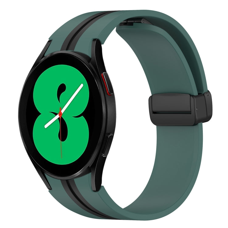 For Samsung Galaxy Watch 4 44mm Folding Magnetic Clasp Silicone Watch Band