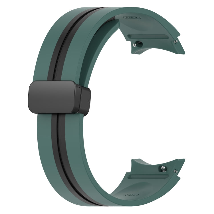 For Samsung Galaxy Watch 4 44mm Folding Magnetic Clasp Silicone Watch Band