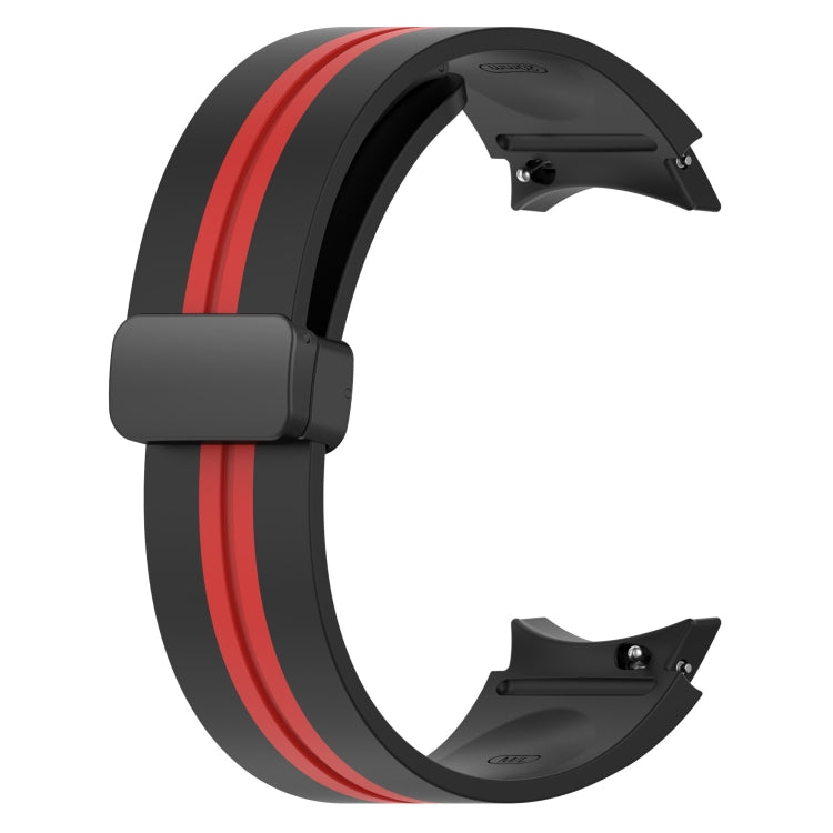 For Samsung Galaxy Watch 4 44mm Folding Magnetic Clasp Silicone Watch Band
