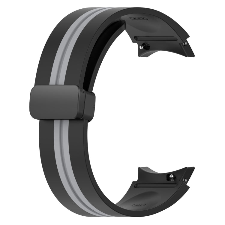 For Samsung Galaxy Watch 4 44mm Folding Magnetic Clasp Silicone Watch Band