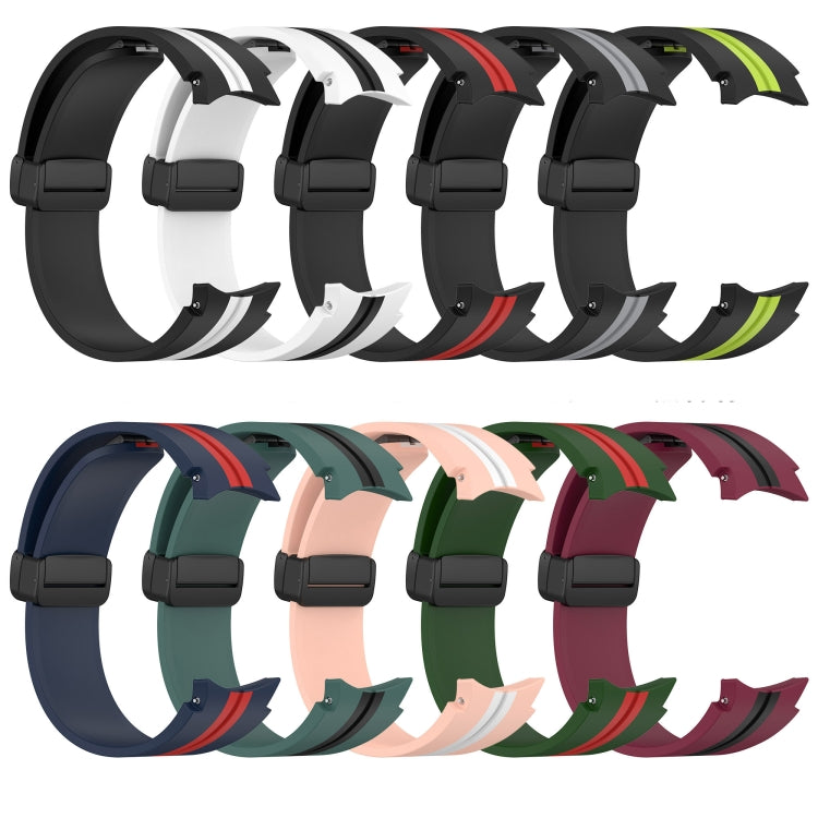 For Samsung Galaxy Watch 4 44mm Folding Magnetic Clasp Silicone Watch Band