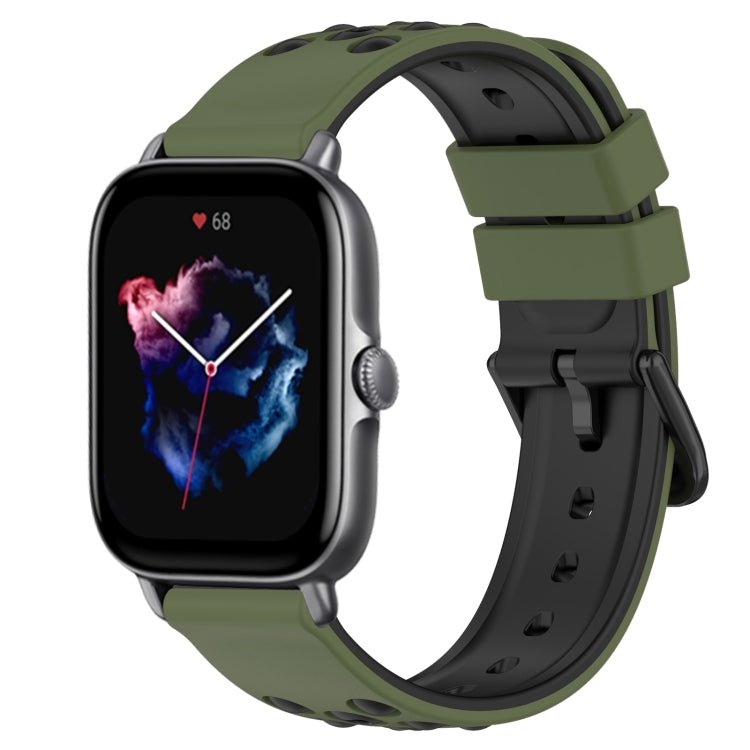 For Amazfit GTS 3 20mm Two-Color Porous Silicone Watch Band