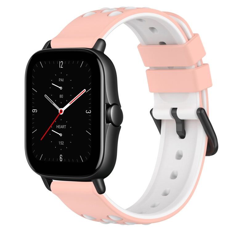 For Amazfit GTS 2E 20mm Two-Color Porous Silicone Watch Band