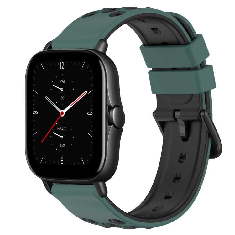 For Amazfit GTS 2E 20mm Two-Color Porous Silicone Watch Band