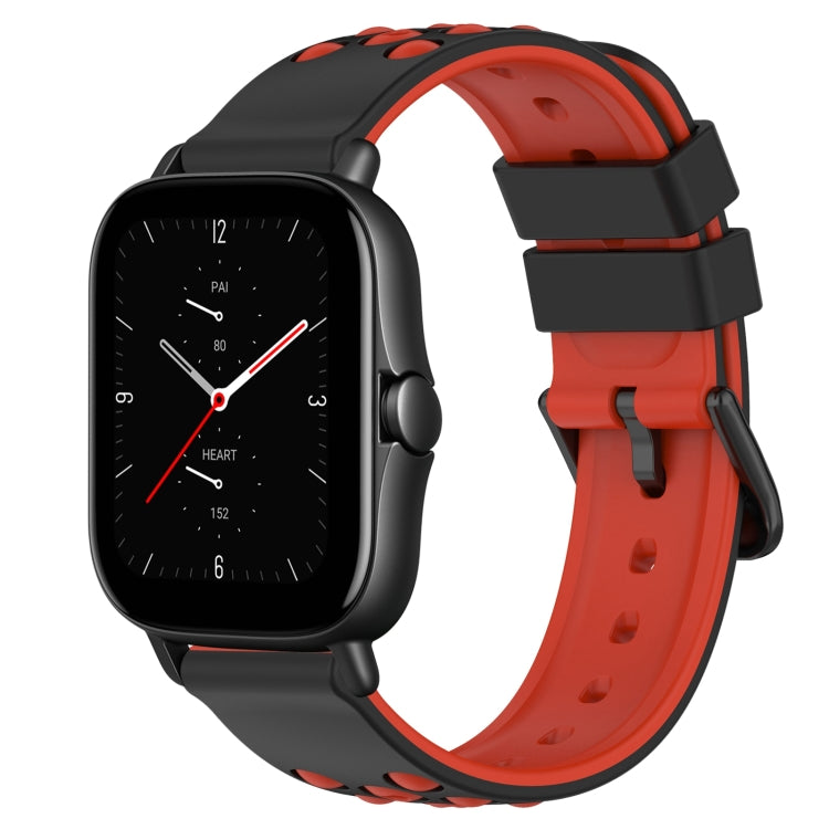 For Amazfit GTS 2E 20mm Two-Color Porous Silicone Watch Band
