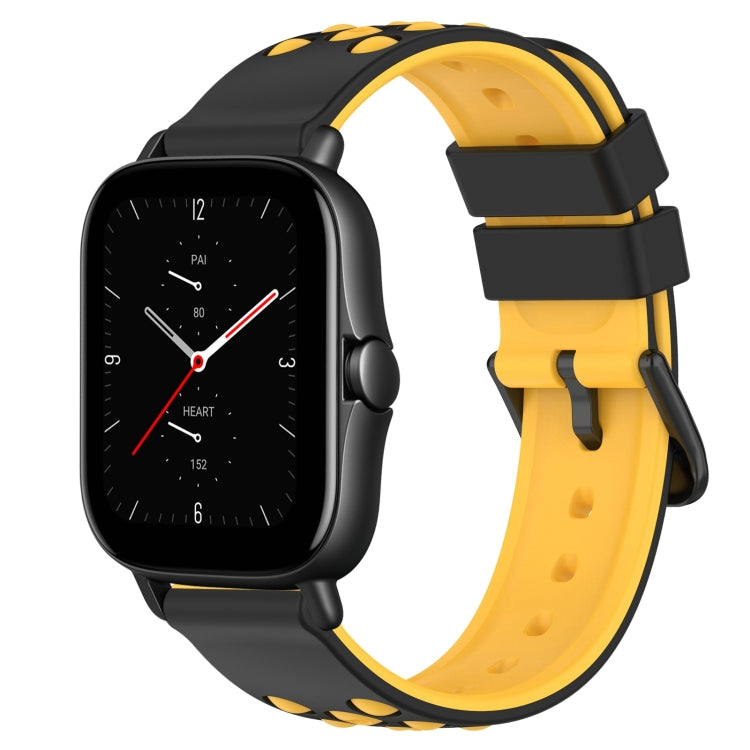 For Amazfit GTS 2E 20mm Two-Color Porous Silicone Watch Band