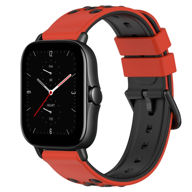For Amazfit GTS 2E 20mm Two-Color Porous Silicone Watch Band