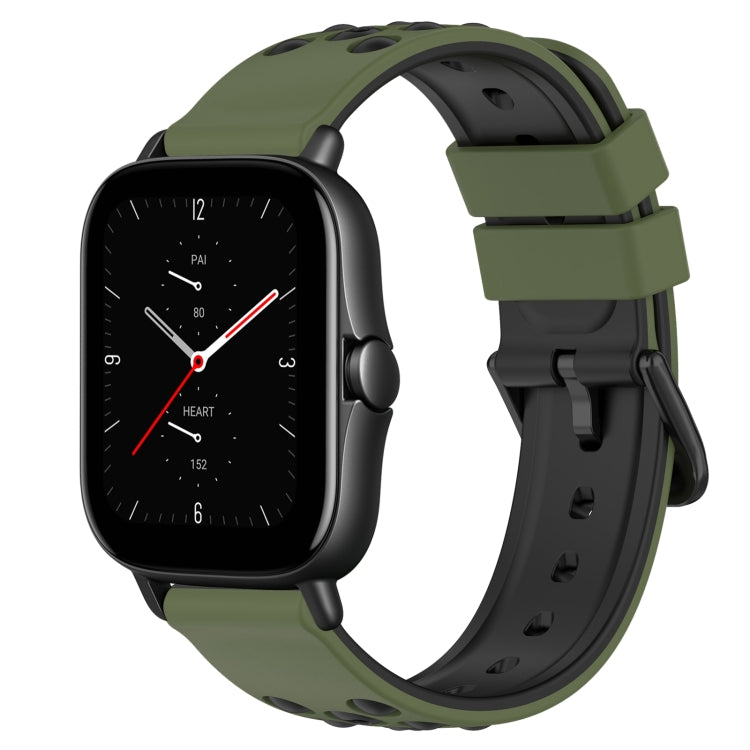 For Amazfit GTS 2E 20mm Two-Color Porous Silicone Watch Band