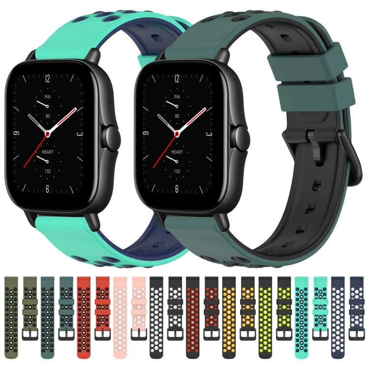 For Amazfit GTS 2E 20mm Two-Color Porous Silicone Watch Band