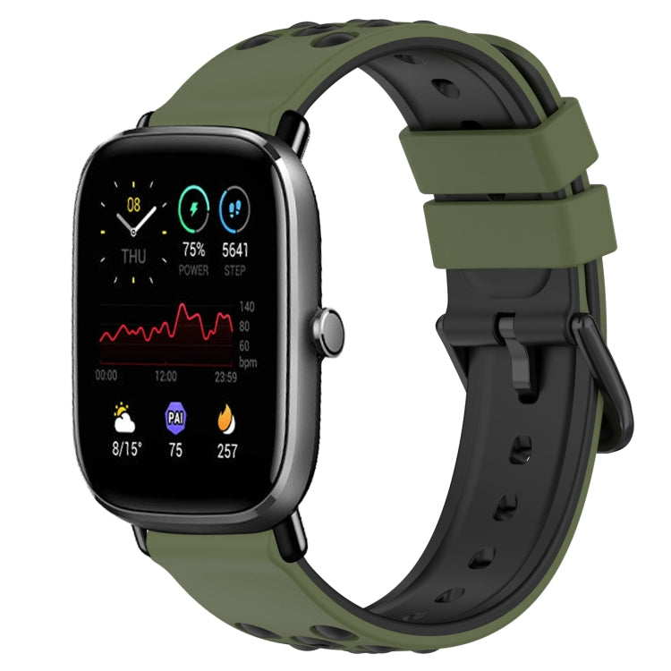 For Amazfit GTS 2 Mini 20mm Two-Color Porous Silicone Watch Band