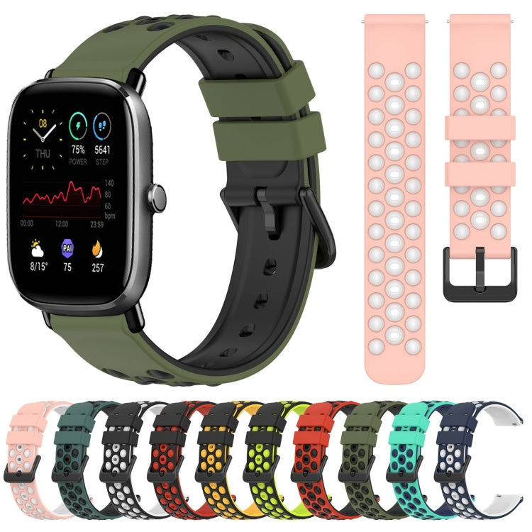 For Amazfit GTS 2 Mini 20mm Two-Color Porous Silicone Watch Band