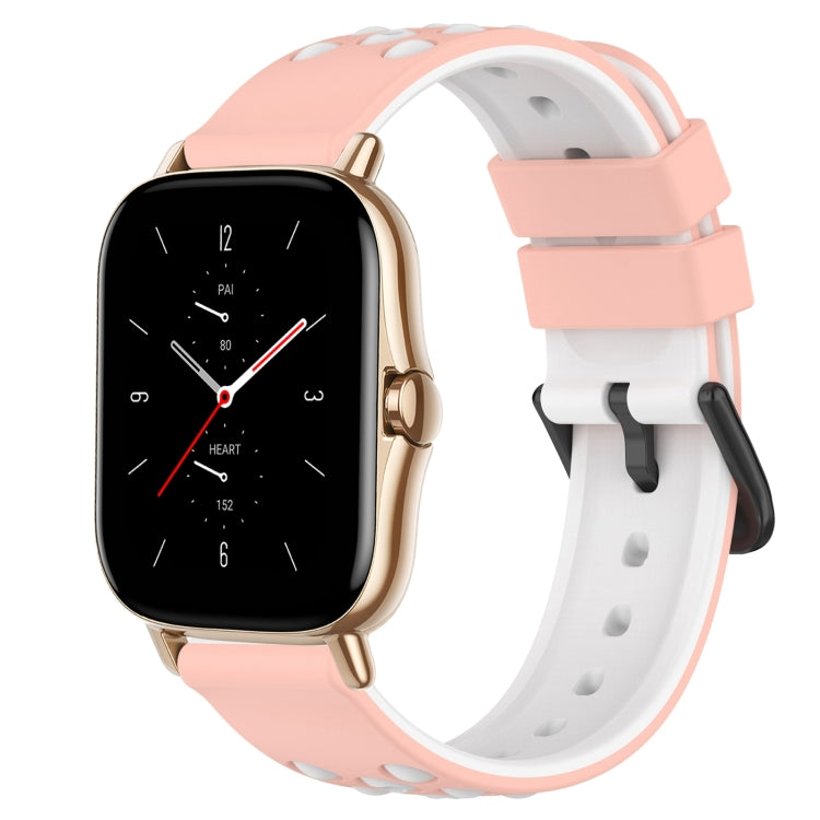 For Amazfit GTS 2 20mm Two-Color Porous Silicone Watch Band