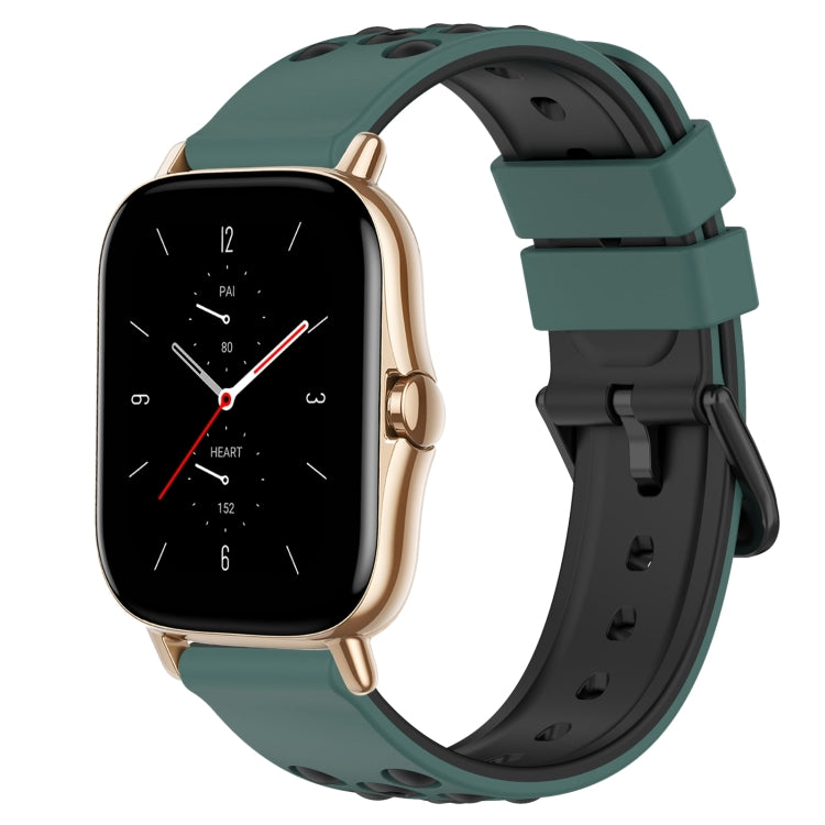 For Amazfit GTS 2 20mm Two-Color Porous Silicone Watch Band