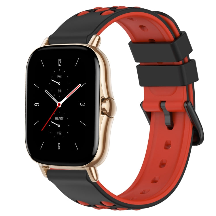 For Amazfit GTS 2 20mm Two-Color Porous Silicone Watch Band