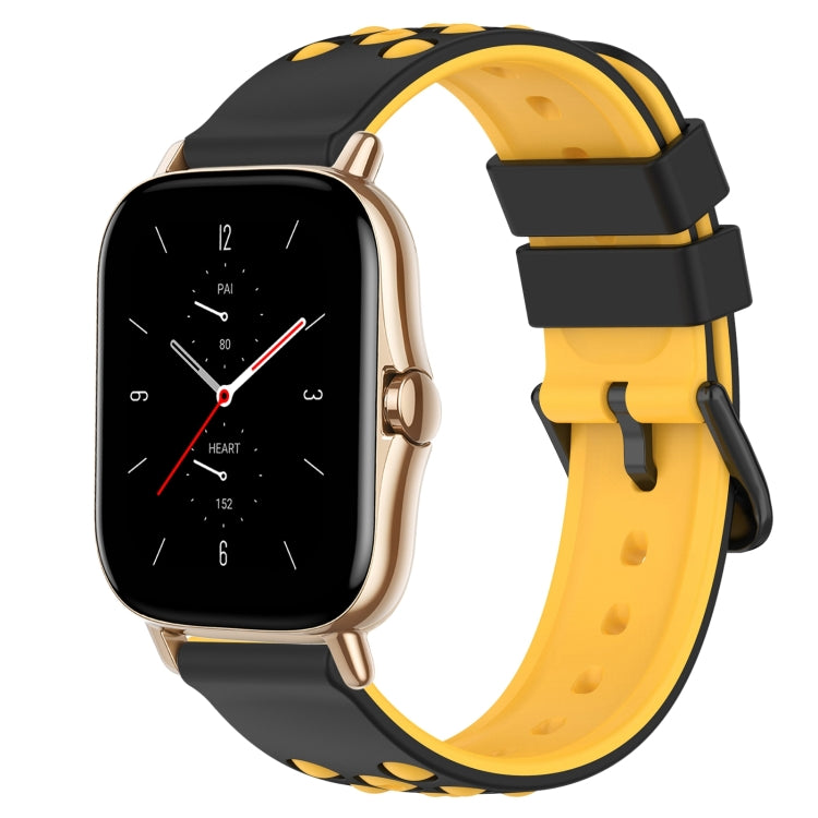 For Amazfit GTS 2 20mm Two-Color Porous Silicone Watch Band