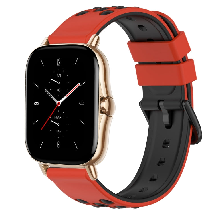 For Amazfit GTS 2 20mm Two-Color Porous Silicone Watch Band