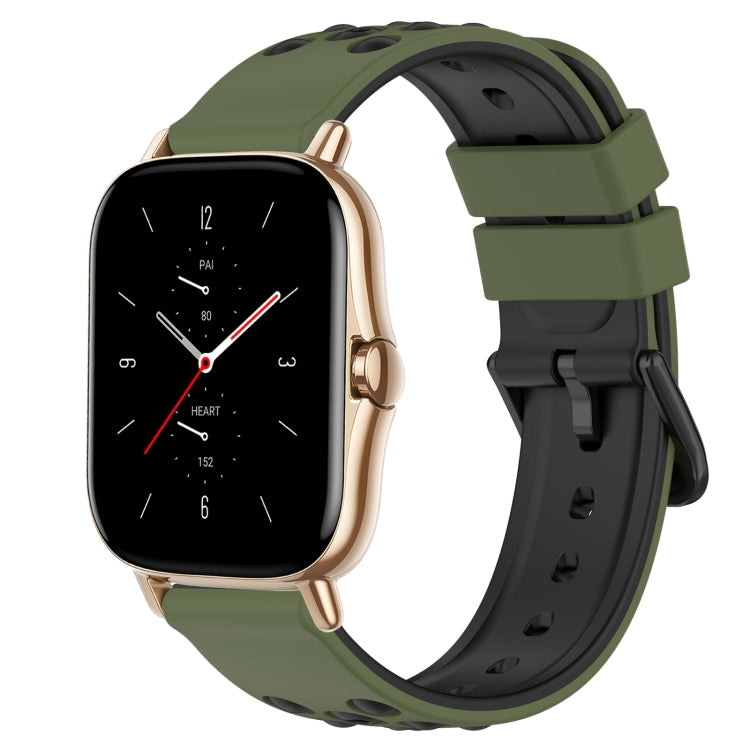 For Amazfit GTS 2 20mm Two-Color Porous Silicone Watch Band