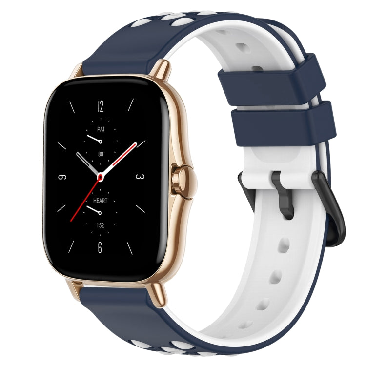 For Amazfit GTS 2 20mm Two-Color Porous Silicone Watch Band