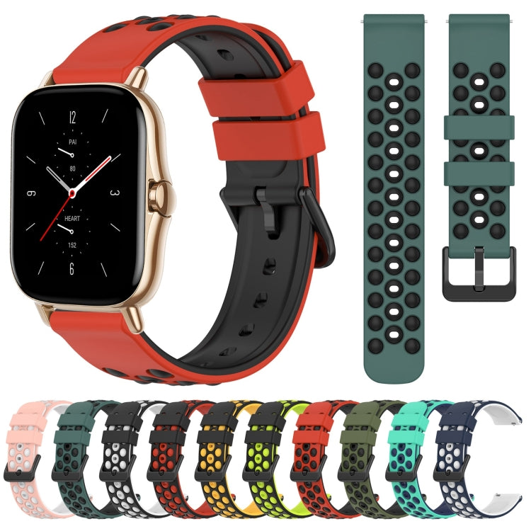 For Amazfit GTS 2 20mm Two-Color Porous Silicone Watch Band