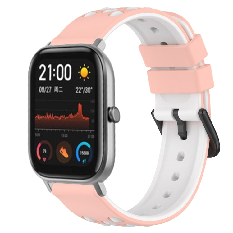 For Amazfit GTS 20mm Two-Color Porous Silicone Watch Band