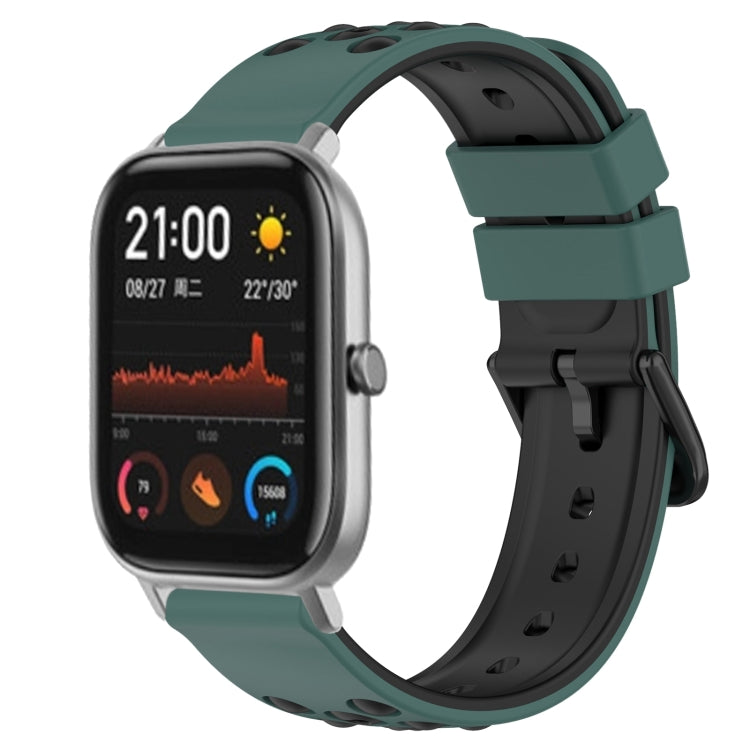For Amazfit GTS 20mm Two-Color Porous Silicone Watch Band
